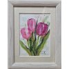 Ružové tulipány - Mária Lenárdová, originálny, ručne maľovaný obraz S (do veľkosti 45x45cm) Viac farieb
