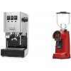 Gaggia New Classic E24, stainless steel + Eureka Helios 65, ferrari red