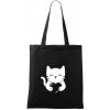Mačka drží srdce - Taška bavlnená - 42 x 38 cm ( Čierna )