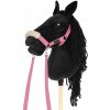 Hobby Horse A3 Skippi veľký čierny, levanduľová ohlávka, opraty, návlek na ruky