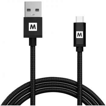 MAX MUC2100B micro USB opletený, 1m, černý