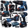 ONDRAGON Profesionálna akumulátorová súprava 4v1 48 V / 5 Ah - vŕtačka, rázový uťahovák, uhlová brúska a kombinované kladivo