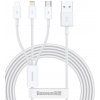 Baseus CAMLTYS-02 Superior Fast Charging Datový Kabel 3v1 USB-C, Lightning, MicroUSB 1.5m White 6953156205536