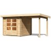 KARIBU HOLZTECHNIK Drevený domček KARIBU BASTRUP 2 + prístavok 200 cm (73290) natur LG2806