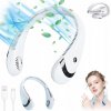 Prenosný USB ventilátor na krk, biely, s reguláciou výkonu