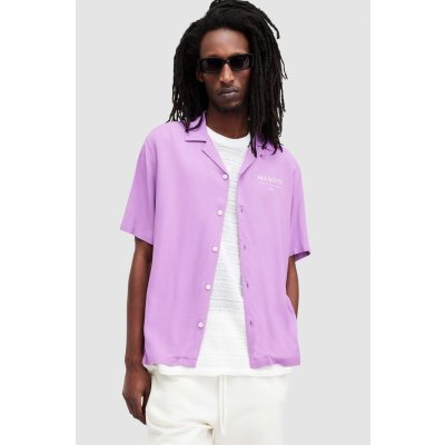 AllSaints pánska košeľa Acess SS voľný strih M064SA fialová