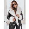 Dámska zimná kožená bunda s kožušinou čierna | biela XL DStreet 5904056804894