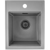 Sink Quality Ferrum New 4050, 1-komorový granitový drez 400x500x185 mm + čierny sifón, šedá, SKQ-FER.4050.G.XB