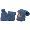 Baby Nellys Pletená zimná čiapka s brmbolcom komínček modrá, jeans