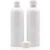 Plastová fľaša biela, biely vrchnák s poistným krúžkom, 100 ml