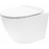 Rea Carter Rimless, závesné WC misa 490x370x325 mm + toaletné WC sedadlo, biela lesklá, REA-C1400