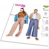 Strih Burda 5707 - Nohavice s gumou v páse, džínsové nohavice marlene so širokými nohavicami, šortky