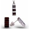 A-B Silver jewelry set with natural Czech garnet pyrope in the shape of rectangle 20000032