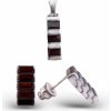 A-B Silver jewelry set with natural Czech garnet, pyrope in the shape of rectangle 20000032