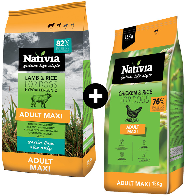 Nativia Adult Maxi Chicken & Rice 2 x 15 kg