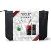VICHY Homme HOMME Hydra Mag C+ Starostlivosť proti známkam únavy pleti 50 ml+HOMME 96h Detranspirant proti zápachu roll-on 50 ml+DERCOS Šampón proti lupinám na suché vlasy 50 ml Darčeková sada