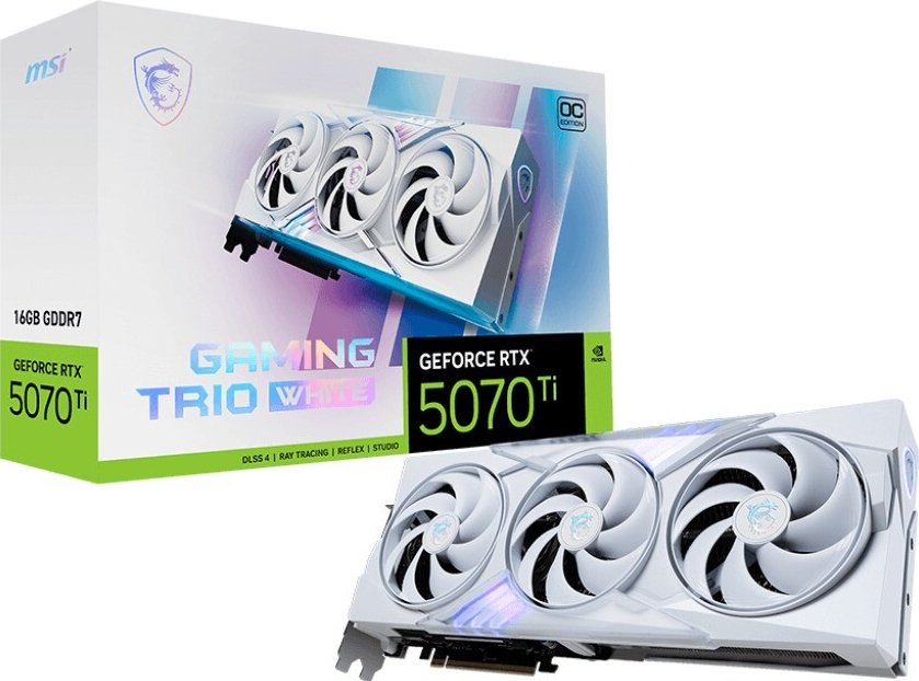MSI GeForce RTX 5070 Ti 16G GAMING TRIO OC WHITE – výkonná grafická karta pre maximálny herný zážitok a plynulý rendering.