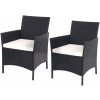 Design-Shop Set 2 záhradných stoličiek Halden, polyratan - antracit, krémové vankúše