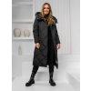 Čierna dámska dlhá prešívaná zimná bunda / kabát s kapucňou Bolf 5M3173