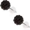 Šperky eshop - Náušnice z chirurgickej ocele - čierne Shamballa guličky so zirkónmi, 8 mm SP40.30