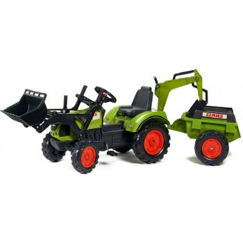 FALK Šliapací traktor 2070Y Claas Arion 430 s nakladačom rýpadlom a vlečkou