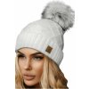 Fashionweek Dámska zimná čiapka s brmbolcom flísová podšívka JENOT WOOLK CRYSTAL Farba: Biela, Veľkosť: Universal