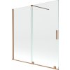 MEXEN/S - Velar Dvojkrídlová posuvná vaňová zástena 160 x 150, transparent, kartáčovaná meď 896-160-000-01-65
