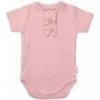 Baby Nellys Dojčenské rebrované body s gombíkmi kr. rukáv, Girl - púdrové, veľ. 68