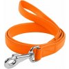 Ploché kožené vodítko oranžovej farby 122cm, šírka: 18 mm