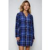 Flanelová nočná košeľa Triumph Boyfriend Checks fialové káro