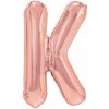 PartyDeco Fóliový balón Mini Písmeno K 35 cm ružovo zlatý