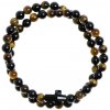 Wrap Glosery náramok s lesknúcim krištáľom v tvare krížika od Swarovski®, tigrie oko a lesklý / matný čierny achát 6-8mm Veľkosť korálok: 8mm, Obvod zápästia: XXL 20 cm, Typ korálok / Farba prvkov: le