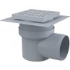 Alcadrain Podlahový prívod 150 × 150/110 mm strana, sivá mriežka APV10