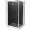 Mexen Lima, sprchový kút so skladacími dverami 90 (dvere) x 80 (stena) cm, 6mm šedé sklo, chrómový profil + slim sprchová vanička biela + chrómový sifón, 856-090-080-01-40-4010