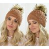 Fashionweek Dámska čiapka s kožušinovou brmbolcom a'la JENOT! + Flísová podšívka Zizi-V20 Farba: Camel, Veľkosť: Universal