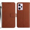 Peňaženkové kožené puzdro Rhombic Grid na Xiaomi Redmi Note 12 Pro+ 5G - Hnedá