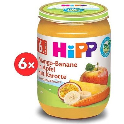 HiPP BIO Jablko s banánom, mangom a mrkvou 6× 190 g