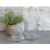Chic Antique Sklenený transparentný džbánok s vrúbkami Jug Groove 14 x 12cm