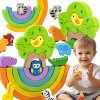Montessori Viga Toys Drevené dúhové puzzle kreatívne bloky