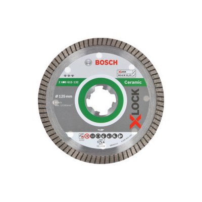 Bosch Diamantový řezný kotouč Best for Ceramic Extraclean Turbo systému X-LOCK, 125×22,23×1,4×7 125 x 22,23 x 1,4 x 7 mm 2608615132