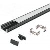XUDO MasterLED Hliníková porchová lišta Xudo, Čierna s Bielym krytom a príslušenstvom, 10mm, 2m