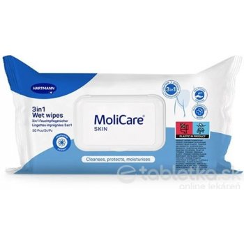 MoliCare Skin vlhké ošetrovacie utierky modrá rada 50 ks