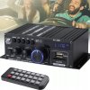 Čierny audio zosilňovač Bluetooth 5.0, 2.0-kanálový, 40 W + 40 W s diaľkovým ovládaním
