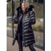 Čierna dámska dlhá prešívaná zimná bunda / kabát s kapucňou Bolf 5M3162