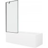 MEXEN/S - Cubik obdĺžniková vaňa 150 x 70 cm s panelom + vaňová zástena 80, čierna vzor 550315070X9508007070