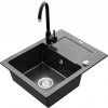 Granitový drez MEXEN ENZO s kuchynskou batériou čierny škvrnitý