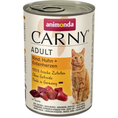 Animonda CARNY® cat Adult hovädzie, kura a kačacie srdiečka konzervy pre mačky 6x400g