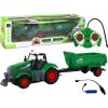 LeanToys R/C zelený traktor na dálkové ovládání s přívěsem
