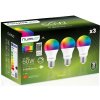 3x LED žiarovka E27 A60 9W = 60W 806lm 6500K + RGB Multicolour 260° Stmievateľná Pilot LUMILED