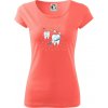Zubárske tričko - kefka a jedlo - Dámske tričko Pure - 2XL ( Korálová )